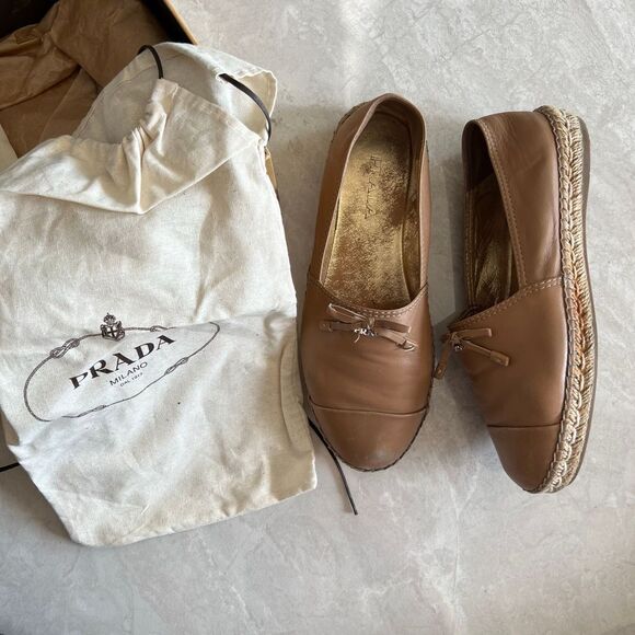 Prada Tan Espadrilles Size 37.5 - Picture 1 of 4